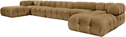 Meridian Furniture - Orin Saddle Velvet Performance Fabric Upholstered 7 pc. Sectional - 671Saddle-Sec7D - GreatFurnitureDeal