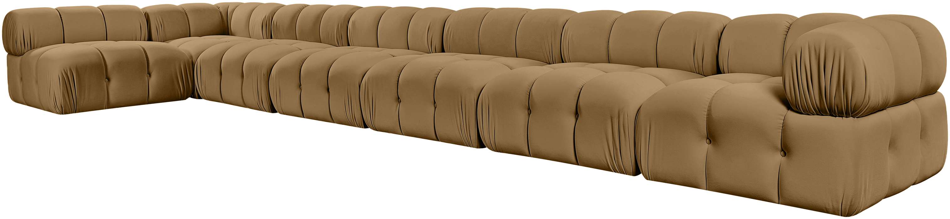 Meridian Furniture - Orin Saddle Velvet Performance Fabric Upholstered 7 pc. Sectional - 671Saddle-Sec7F - GreatFurnitureDeal