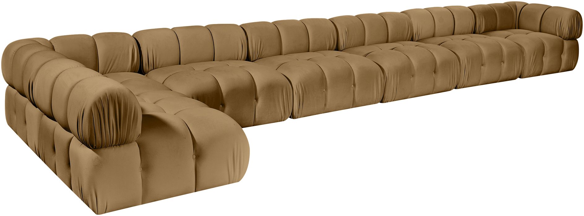 Meridian Furniture - Orin Saddle Velvet Performance Fabric Upholstered 7 pc. Sectional - 671Saddle-Sec7F - GreatFurnitureDeal