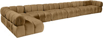 Meridian Furniture - Orin Saddle Velvet Performance Fabric Upholstered 7 pc. Sectional - 671Saddle-Sec7F - GreatFurnitureDeal