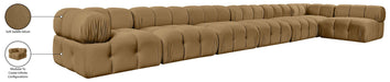 Meridian Furniture - Orin Saddle Velvet Performance Fabric Upholstered 7 pc. Sectional - 671Saddle-Sec7F - GreatFurnitureDeal