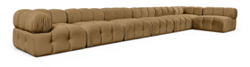 Meridian Furniture - Orin Saddle Velvet Performance Fabric Upholstered 7 pc. Sectional - 671Saddle-Sec7F - GreatFurnitureDeal