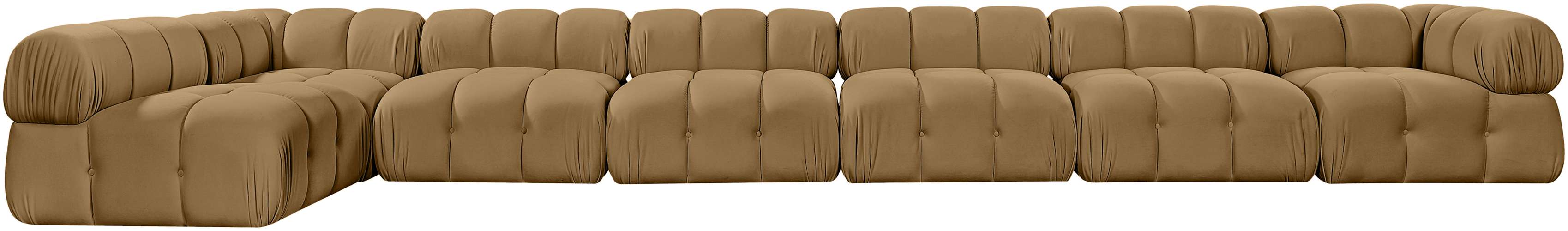 Meridian Furniture - Orin Saddle Velvet Performance Fabric Upholstered 7 pc. Sectional - 671Saddle-Sec7F - GreatFurnitureDeal