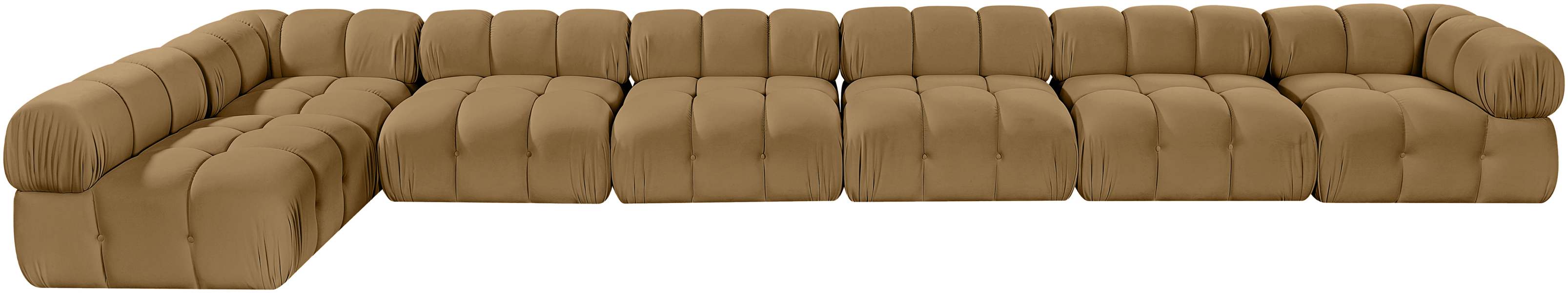 Meridian Furniture - Orin Saddle Velvet Performance Fabric Upholstered 7 pc. Sectional - 671Saddle-Sec7F - GreatFurnitureDeal
