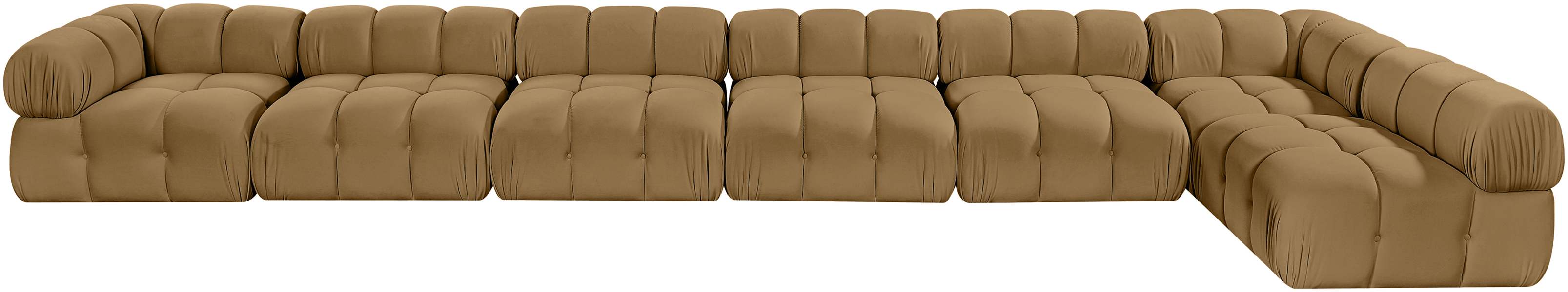 Meridian Furniture - Orin Saddle Velvet Performance Fabric Upholstered 7 pc. Sectional - 671Saddle-Sec7F - GreatFurnitureDeal