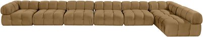 Meridian Furniture - Orin Saddle Velvet Performance Fabric Upholstered 7 pc. Sectional - 671Saddle-Sec7F - GreatFurnitureDeal