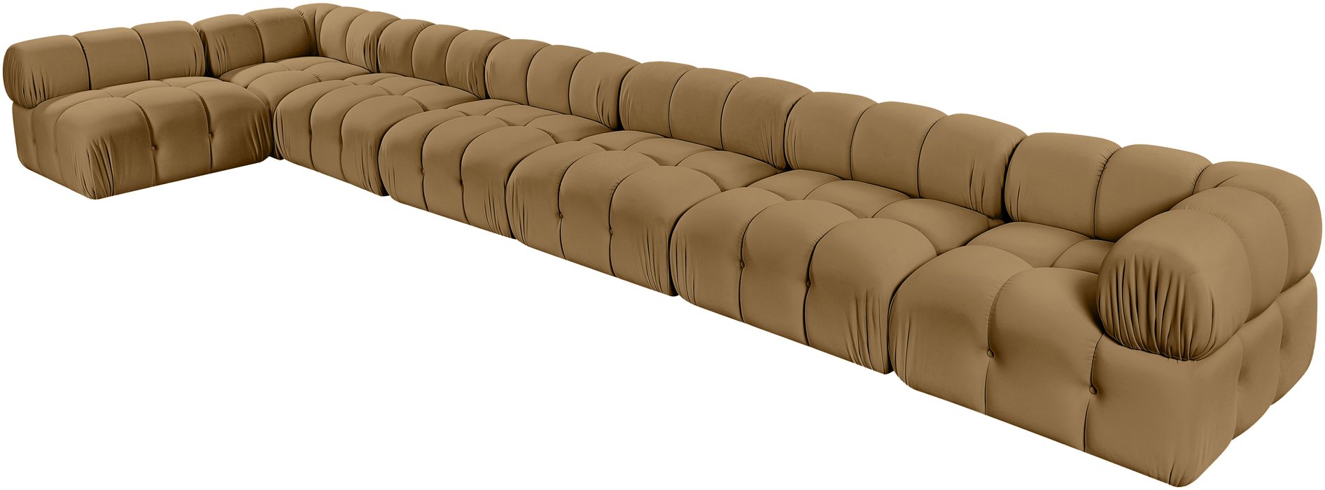Meridian Furniture - Orin Saddle Velvet Performance Fabric Upholstered 7 pc. Sectional - 671Saddle-Sec7F - GreatFurnitureDeal