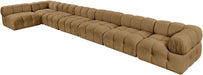 Meridian Furniture - Orin Saddle Velvet Performance Fabric Upholstered 7 pc. Sectional - 671Saddle-Sec7F - GreatFurnitureDeal