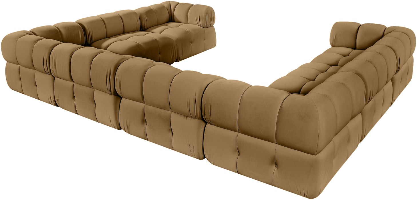 Meridian Furniture - Orin Saddle Velvet Performance Fabric Upholstered 8 pc. Sectional - 671Saddle-Sec8A - GreatFurnitureDeal
