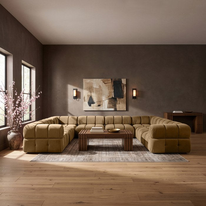 Meridian Furniture - Orin Saddle Velvet Performance Fabric Upholstered 8 pc. Sectional - 671Saddle-Sec8A - GreatFurnitureDeal