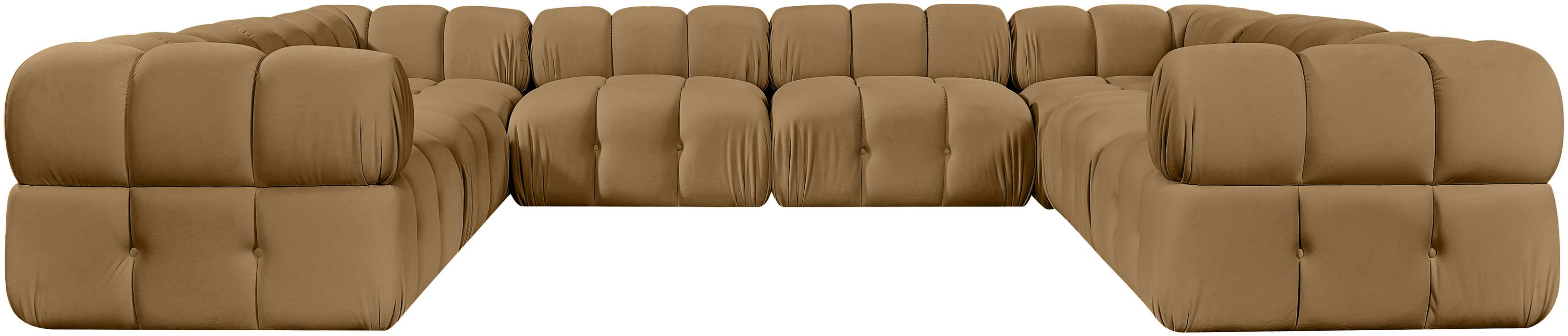 Meridian Furniture - Orin Saddle Velvet Performance Fabric Upholstered 8 pc. Sectional - 671Saddle-Sec8A - GreatFurnitureDeal