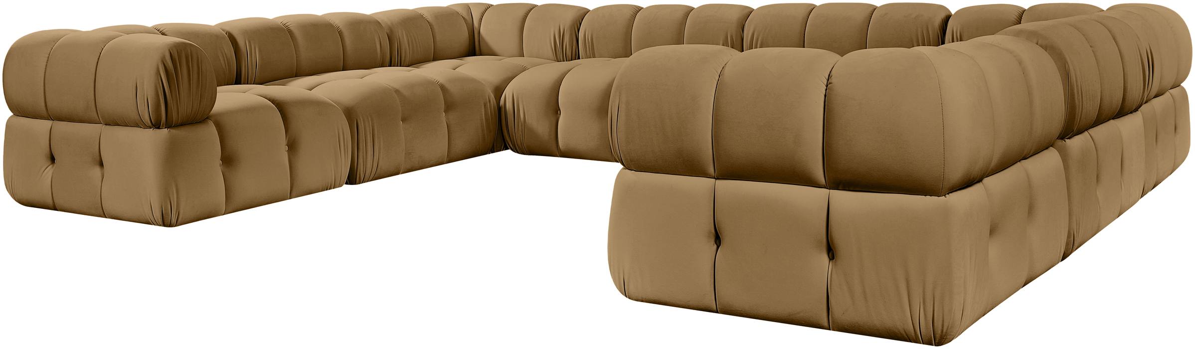 Meridian Furniture - Orin Saddle Velvet Performance Fabric Upholstered 8 pc. Sectional - 671Saddle-Sec8A - GreatFurnitureDeal