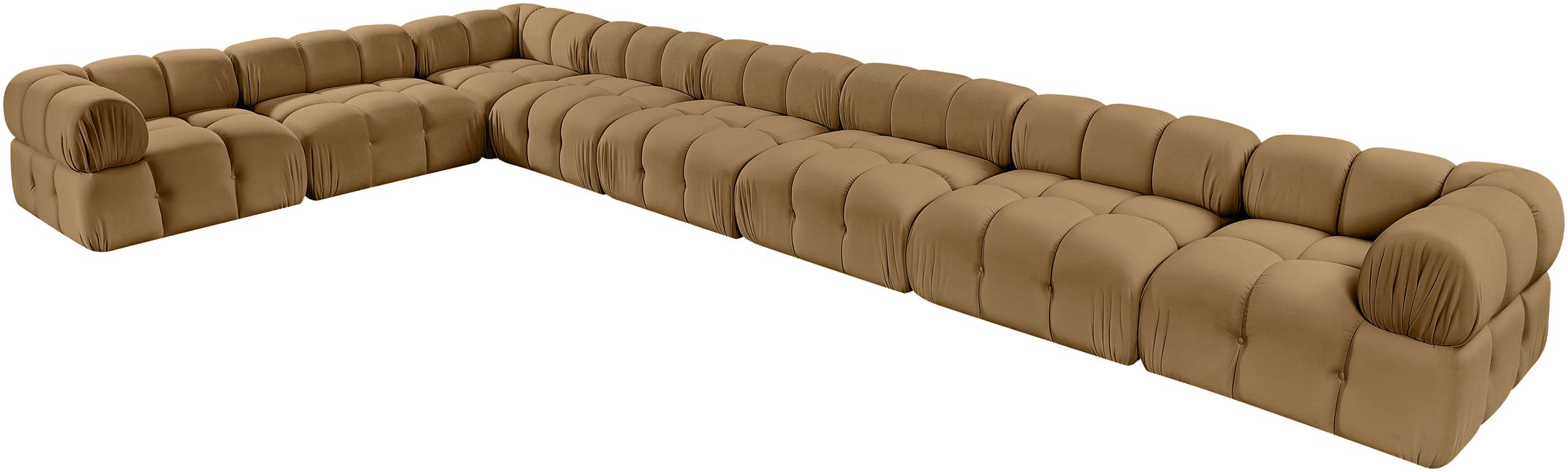 Meridian Furniture - Orin Saddle Velvet Performance Fabric Upholstered 8 pc. Sectional - 671Saddle-Sec8B - GreatFurnitureDeal