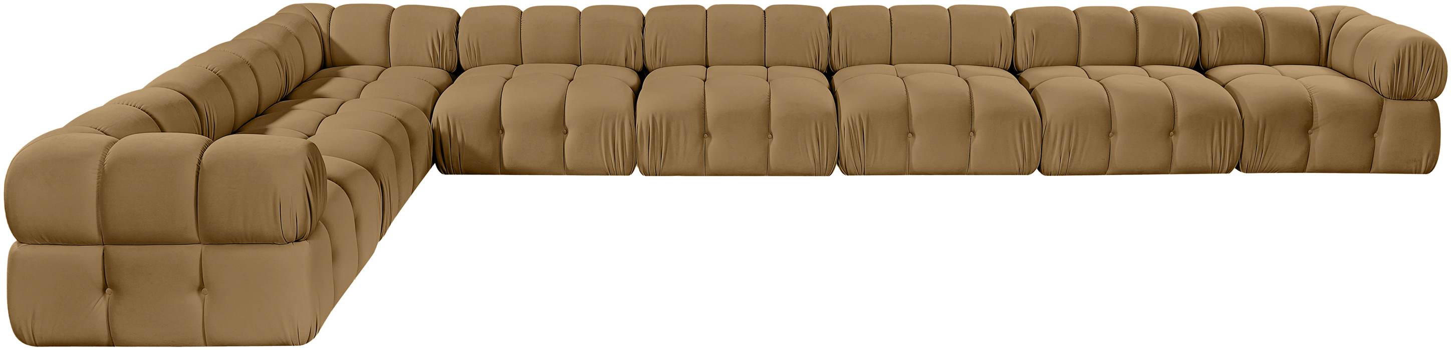 Meridian Furniture - Orin Saddle Velvet Performance Fabric Upholstered 8 pc. Sectional - 671Saddle-Sec8B - GreatFurnitureDeal