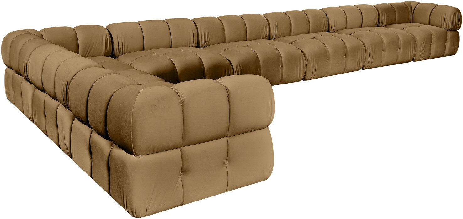 Meridian Furniture - Orin Saddle Velvet Performance Fabric Upholstered 8 pc. Sectional - 671Saddle-Sec8B - GreatFurnitureDeal