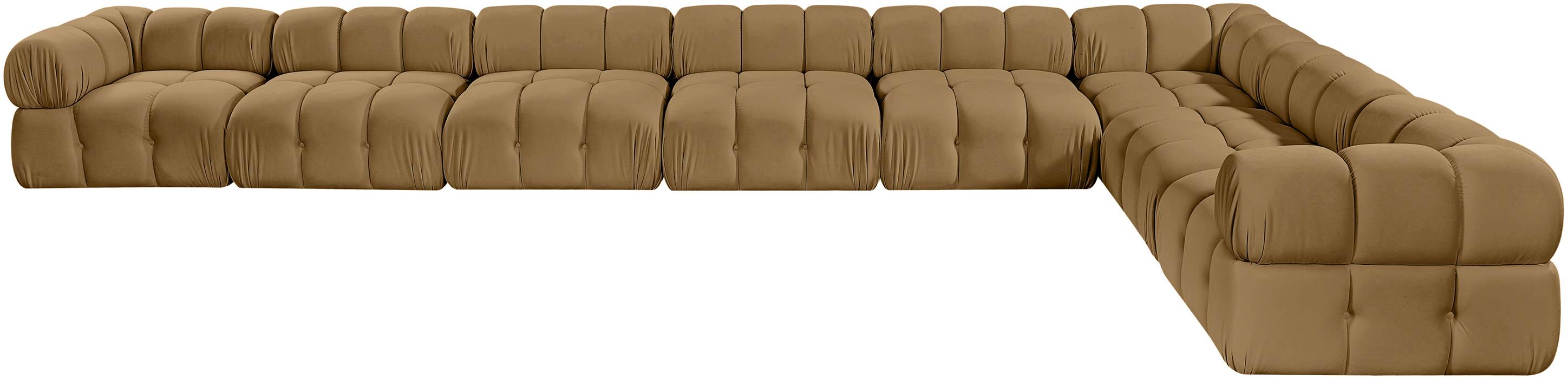 Meridian Furniture - Orin Saddle Velvet Performance Fabric Upholstered 8 pc. Sectional - 671Saddle-Sec8B - GreatFurnitureDeal