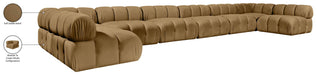 Meridian Furniture - Orin Saddle Velvet Performance Fabric Upholstered 8 pc. Sectional - 671Saddle-Sec8C - GreatFurnitureDeal