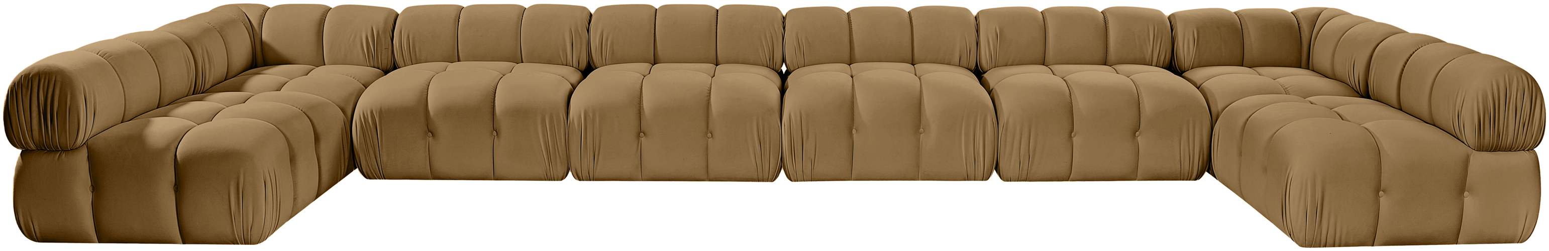 Meridian Furniture - Orin Saddle Velvet Performance Fabric Upholstered 8 pc. Sectional - 671Saddle-Sec8C - GreatFurnitureDeal