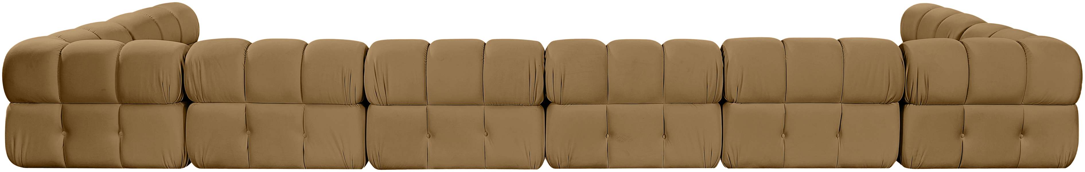 Meridian Furniture - Orin Saddle Velvet Performance Fabric Upholstered 8 pc. Sectional - 671Saddle-Sec8C - GreatFurnitureDeal