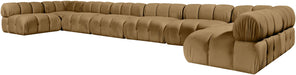 Meridian Furniture - Orin Saddle Velvet Performance Fabric Upholstered 8 pc. Sectional - 671Saddle-Sec8C - GreatFurnitureDeal