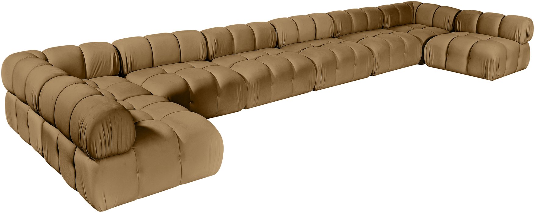 Meridian Furniture - Orin Saddle Velvet Performance Fabric Upholstered 8 pc. Sectional - 671Saddle-Sec8C - GreatFurnitureDeal