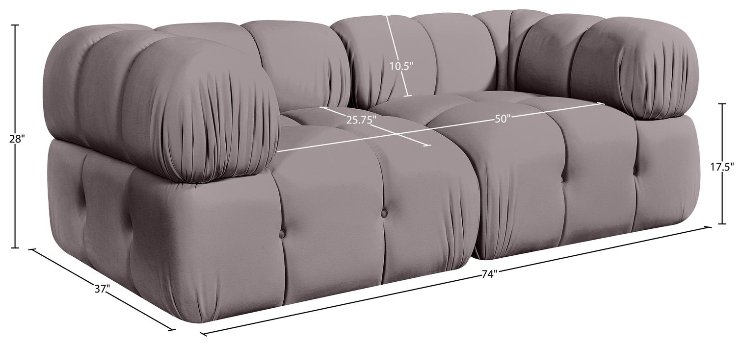 Meridian Furniture - Orin Taupe Velvet Performance Fabric Upholstered 2 pc. Sofa - 671Taupe-S2A - GreatFurnitureDeal