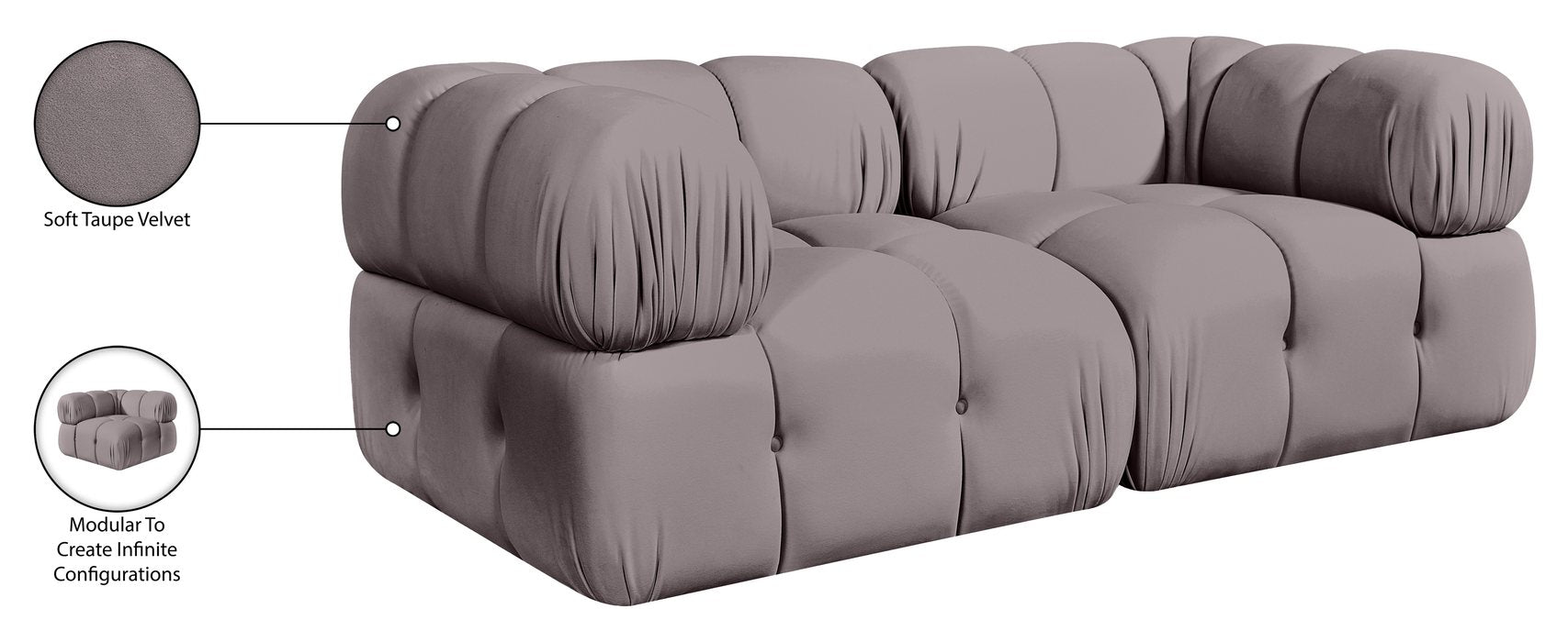 Meridian Furniture - Orin Taupe Velvet Performance Fabric Upholstered 2 pc. Sofa - 671Taupe-S2A - GreatFurnitureDeal