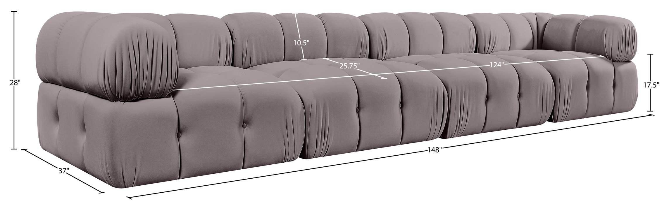 Meridian Furniture - Orin Taupe Velvet Performance Fabric Upholstered 4 pc. Sofa - 671Taupe-S4A - GreatFurnitureDeal