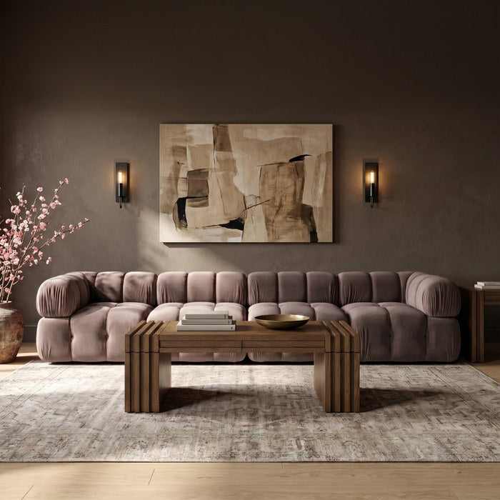Meridian Furniture - Orin Taupe Velvet Performance Fabric Upholstered 4 pc. Sofa - 671Taupe-S4A - GreatFurnitureDeal