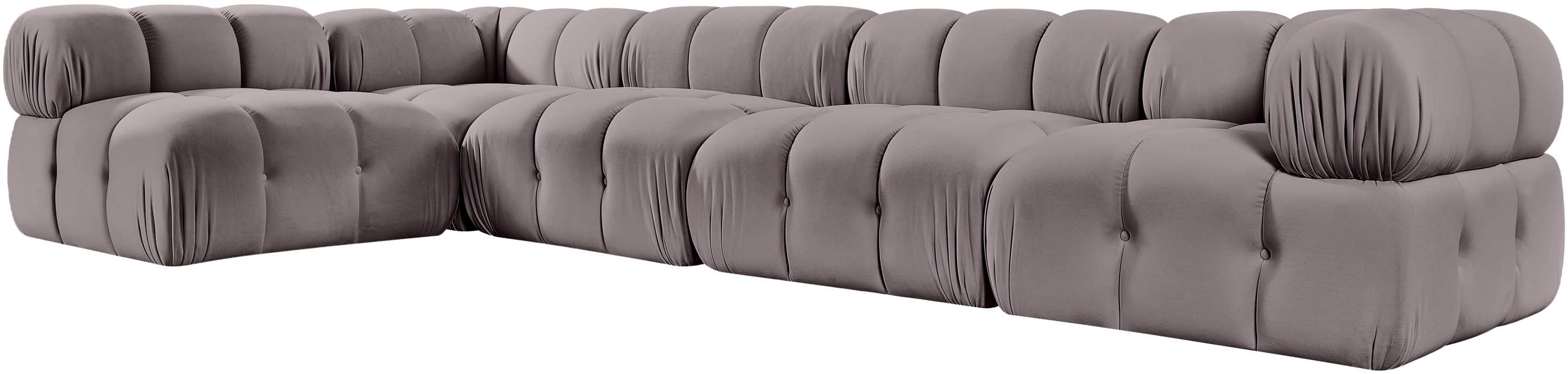 Meridian Furniture - Orin Taupe Velvet Performance Fabric Upholstered 5 pc. Sectional - 671Taupe-Sec5E - GreatFurnitureDeal
