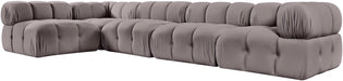 Meridian Furniture - Orin Taupe Velvet Performance Fabric Upholstered 5 pc. Sectional - 671Taupe-Sec5E - GreatFurnitureDeal