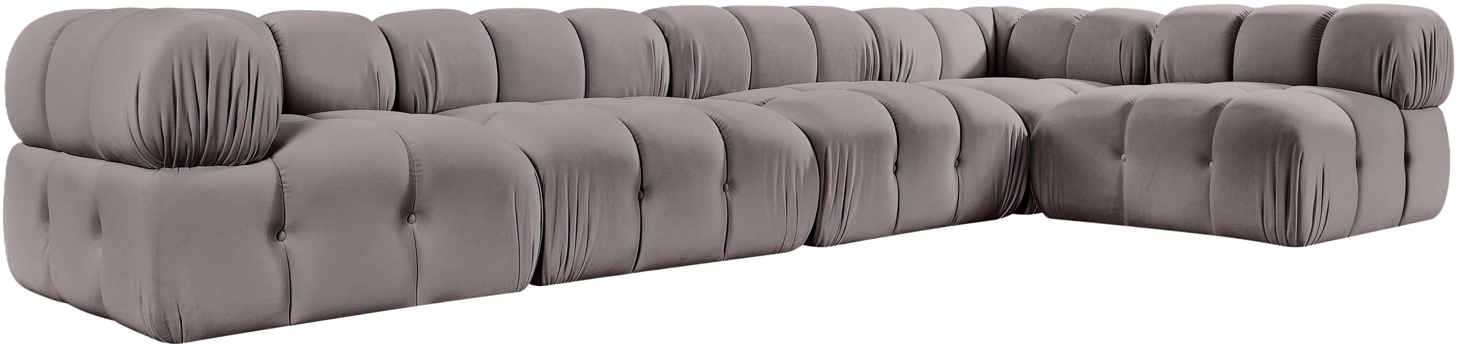 Meridian Furniture - Orin Taupe Velvet Performance Fabric Upholstered 5 pc. Sectional - 671Taupe-Sec5E - GreatFurnitureDeal
