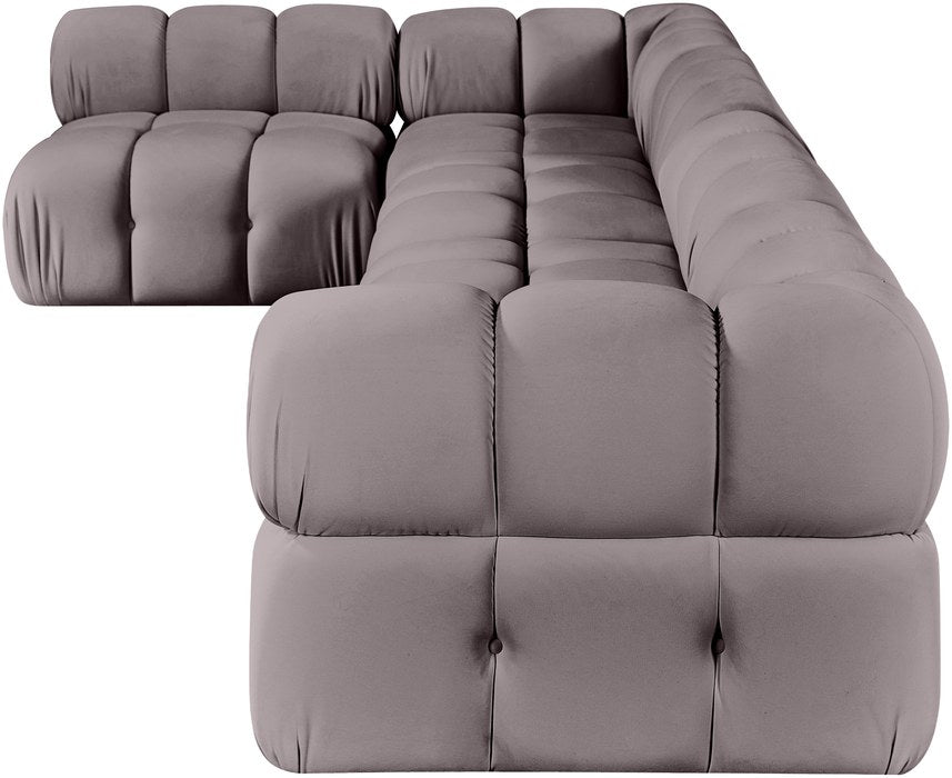 Meridian Furniture - Orin Taupe Velvet Performance Fabric Upholstered 5 pc. Sectional - 671Taupe-Sec5E - GreatFurnitureDeal
