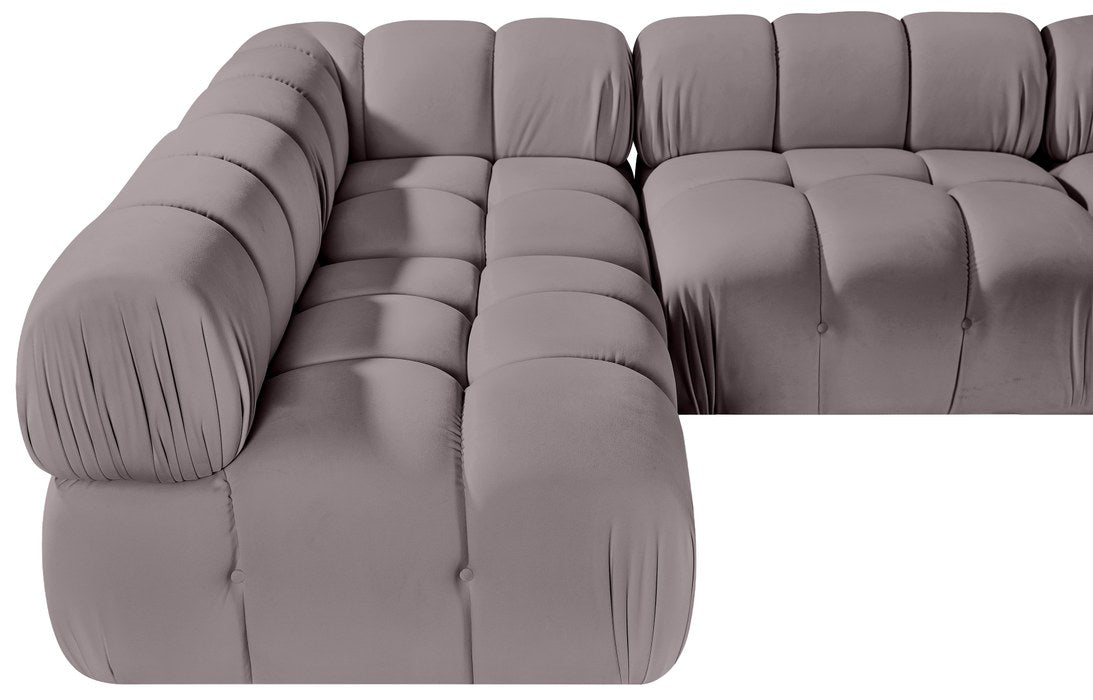 Meridian Furniture - Orin Taupe Velvet Performance Fabric Upholstered 5 pc. Sectional - 671Taupe-Sec5E - GreatFurnitureDeal