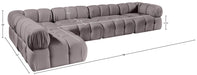 Meridian Furniture - Orin Taupe Velvet Performance Fabric Upholstered 5 pc. Sectional - 671Taupe-Sec5E - GreatFurnitureDeal