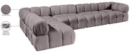 Meridian Furniture - Orin Taupe Velvet Performance Fabric Upholstered 5 pc. Sectional - 671Taupe-Sec5E - GreatFurnitureDeal
