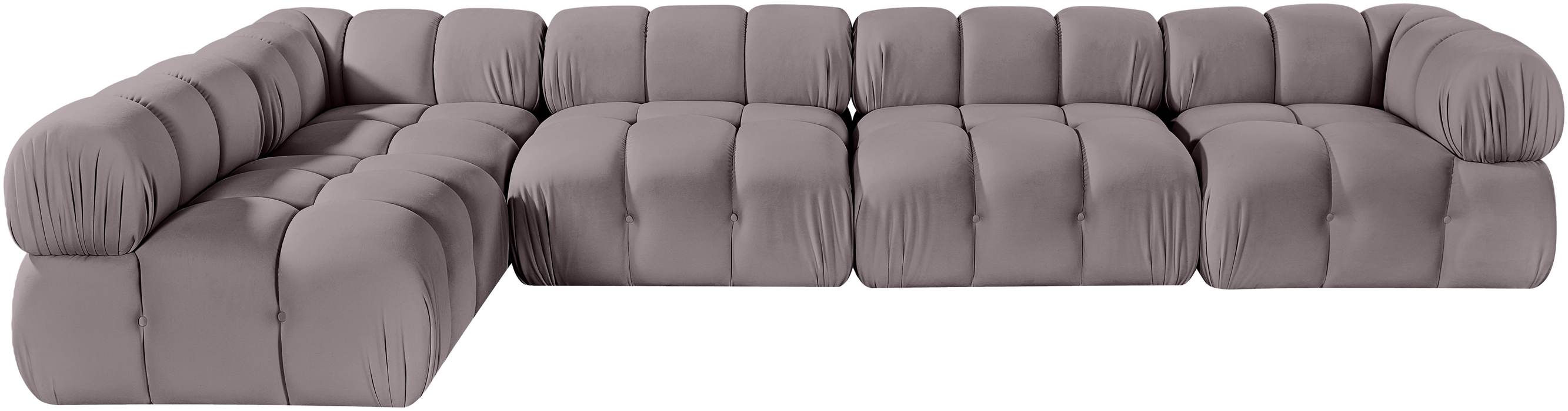 Meridian Furniture - Orin Taupe Velvet Performance Fabric Upholstered 5 pc. Sectional - 671Taupe-Sec5E - GreatFurnitureDeal