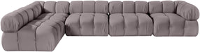 Meridian Furniture - Orin Taupe Velvet Performance Fabric Upholstered 5 pc. Sectional - 671Taupe-Sec5E - GreatFurnitureDeal