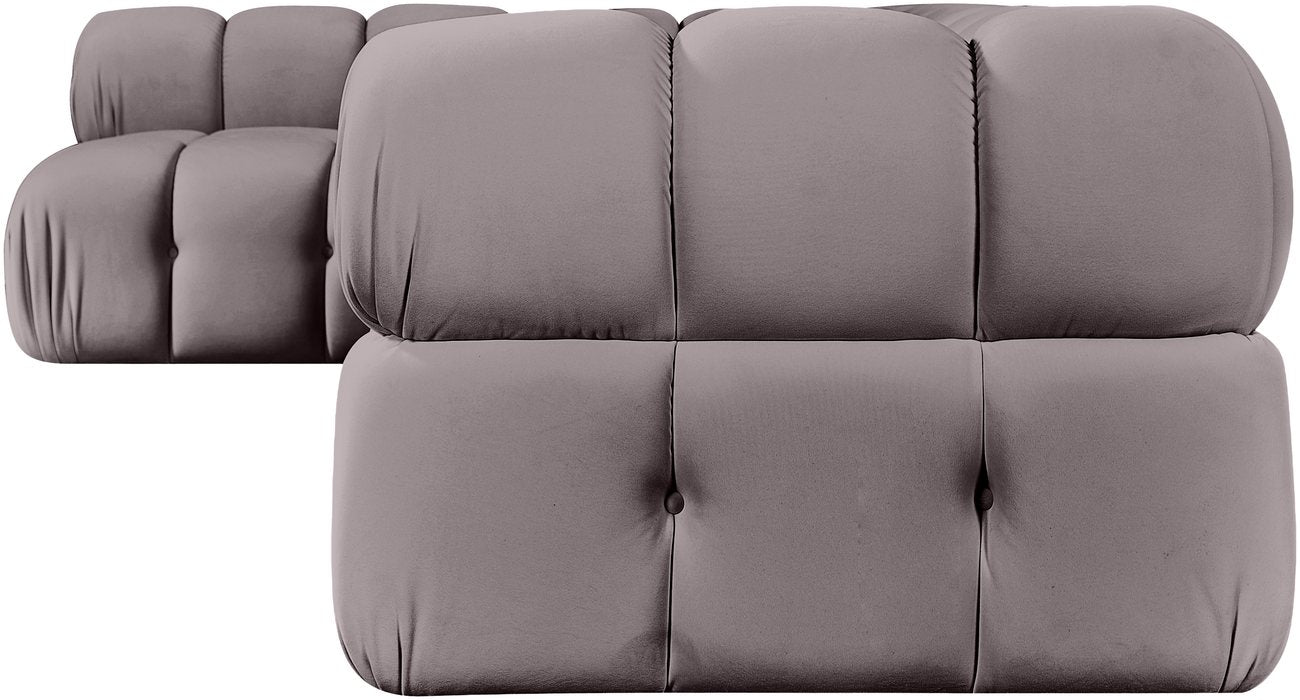 Meridian Furniture - Orin Taupe Velvet Performance Fabric Upholstered 5 pc. Sectional - 671Taupe-Sec5E - GreatFurnitureDeal