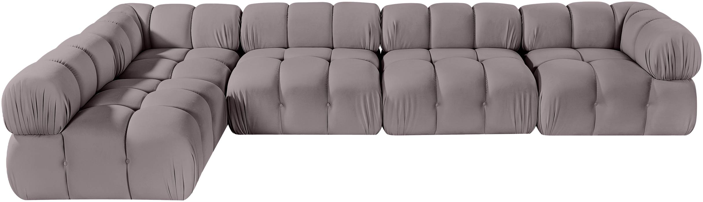 Meridian Furniture - Orin Taupe Velvet Performance Fabric Upholstered 5 pc. Sectional - 671Taupe-Sec5E - GreatFurnitureDeal