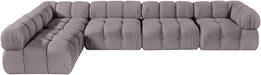 Meridian Furniture - Orin Taupe Velvet Performance Fabric Upholstered 5 pc. Sectional - 671Taupe-Sec5E - GreatFurnitureDeal
