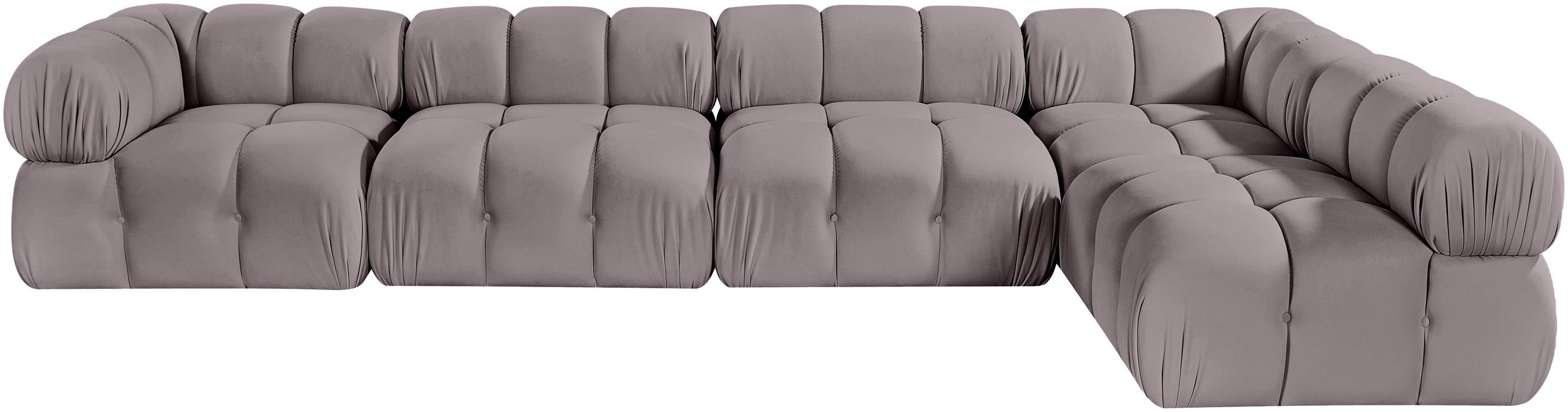 Meridian Furniture - Orin Taupe Velvet Performance Fabric Upholstered 5 pc. Sectional - 671Taupe-Sec5E - GreatFurnitureDeal