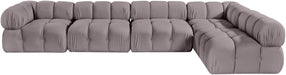 Meridian Furniture - Orin Taupe Velvet Performance Fabric Upholstered 5 pc. Sectional - 671Taupe-Sec5E - GreatFurnitureDeal