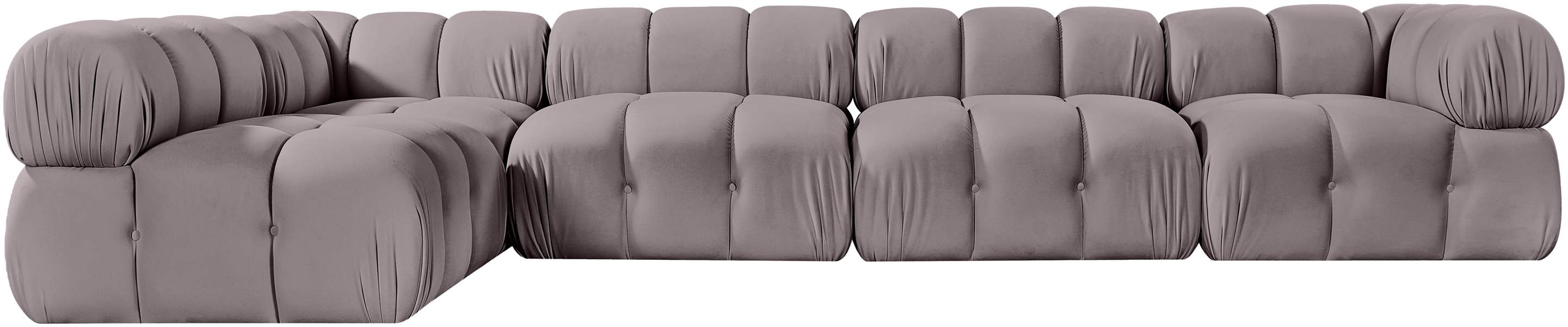 Meridian Furniture - Orin Taupe Velvet Performance Fabric Upholstered 5 pc. Sectional - 671Taupe-Sec5E - GreatFurnitureDeal