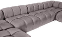 Meridian Furniture - Orin Taupe Velvet Performance Fabric Upholstered 6 pc. Sectional - 671Taupe-Sec6C - GreatFurnitureDeal