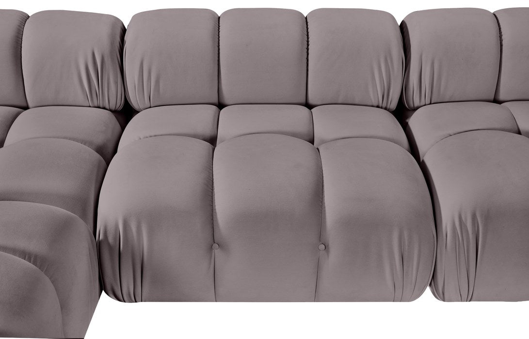 Meridian Furniture - Orin Taupe Velvet Performance Fabric Upholstered 6 pc. Sectional - 671Taupe-Sec6C - GreatFurnitureDeal
