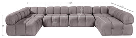 Meridian Furniture - Orin Taupe Velvet Performance Fabric Upholstered 6 pc. Sectional - 671Taupe-Sec6C - GreatFurnitureDeal