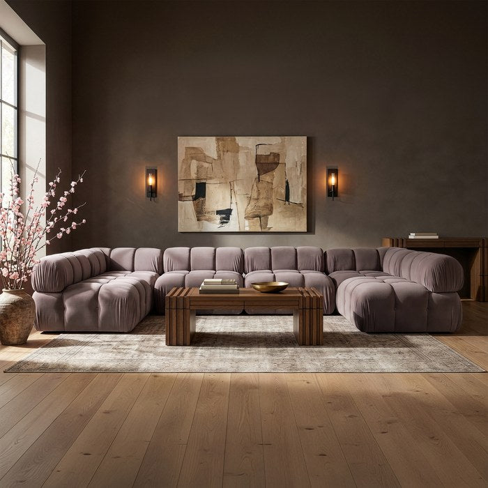 Meridian Furniture - Orin Taupe Velvet Performance Fabric Upholstered 6 pc. Sectional - 671Taupe-Sec6C - GreatFurnitureDeal