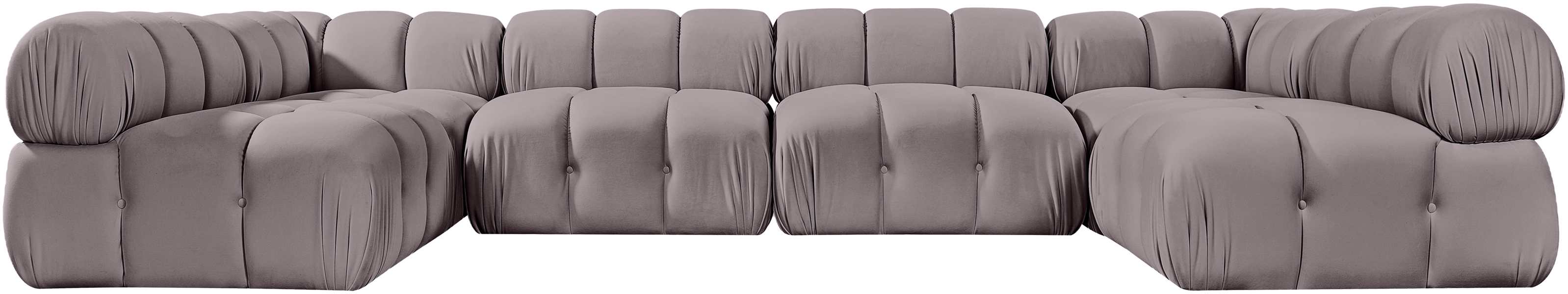 Meridian Furniture - Orin Taupe Velvet Performance Fabric Upholstered 6 pc. Sectional - 671Taupe-Sec6C - GreatFurnitureDeal