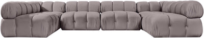 Meridian Furniture - Orin Taupe Velvet Performance Fabric Upholstered 6 pc. Sectional - 671Taupe-Sec6C - GreatFurnitureDeal